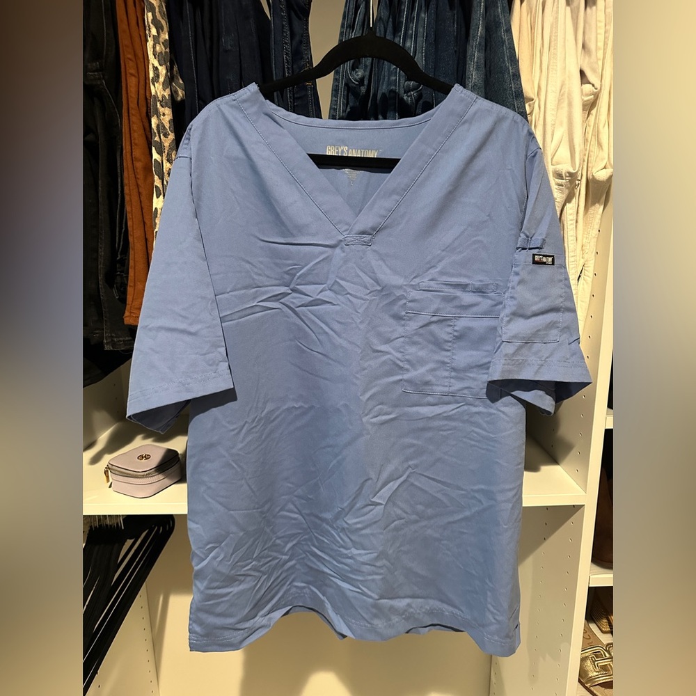 Grey's Anatomy Light Blue V-Neck Short Sleeve Scrub Top
